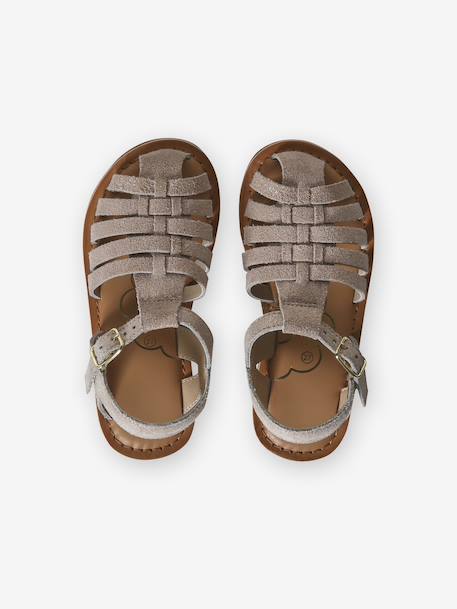 Sandales enfant cuir fisherman argent+or - vertbaudet enfant 