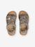 Pair of Leather Hook-&-Loop Sandals for Children, Designed for Autonomy printed beige - vertbaudet enfant 