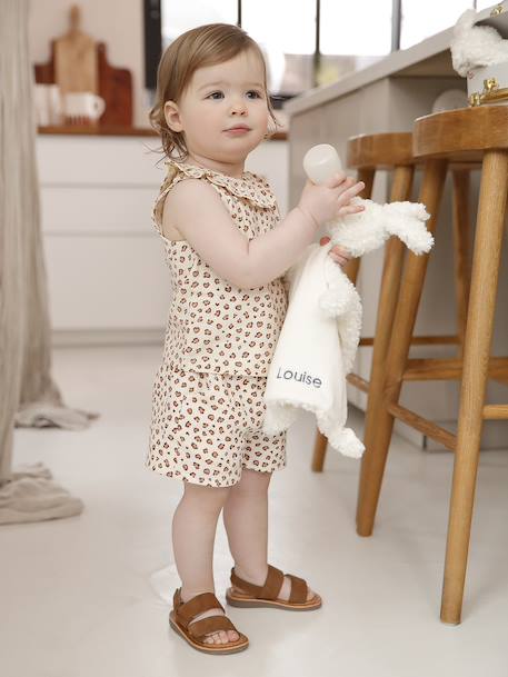 Leopard Print Shorts in Cotton Gauze for Babies vanilla - vertbaudet enfant 