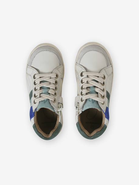 Baskets enfant garçon cuir zippées et élastiquées écru - vertbaudet enfant 