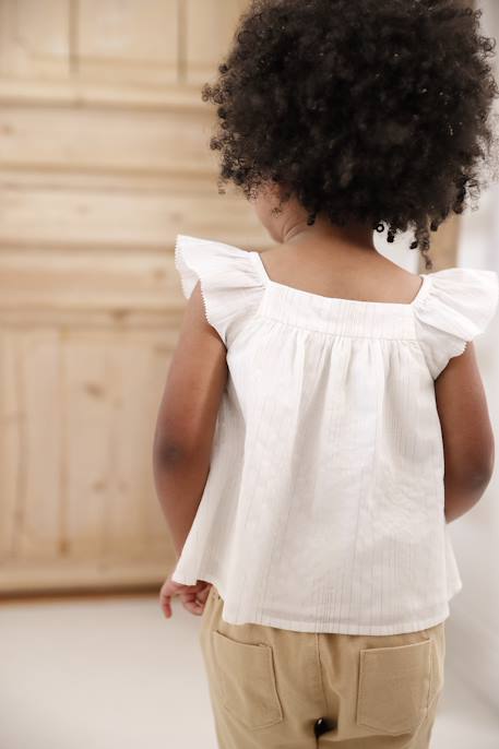 Cotton Voile Blouse for Babies vanilla - vertbaudet enfant 