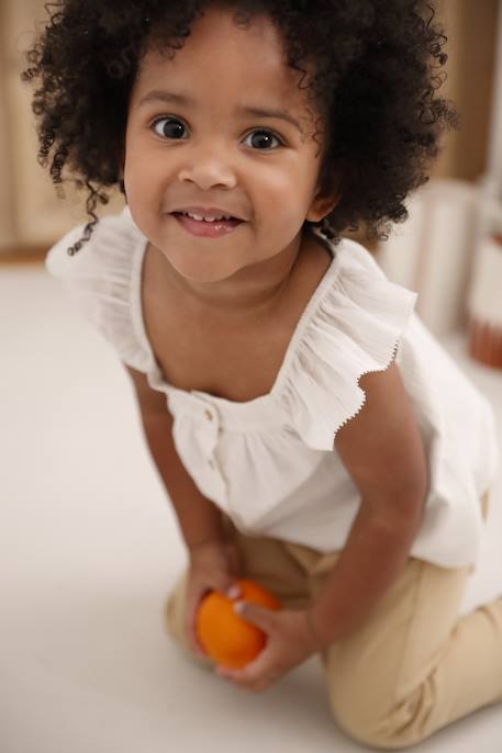 Cotton Voile Blouse for Babies vanilla - vertbaudet enfant 