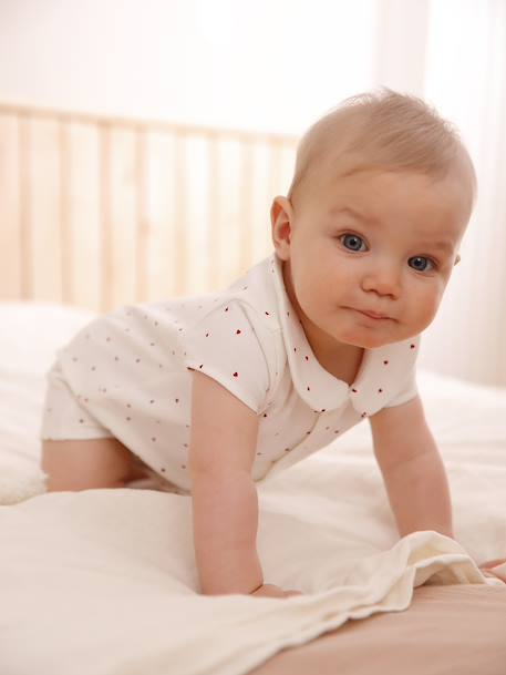 Floral Jumpsuit for Newborns ecru+printed white - vertbaudet enfant 