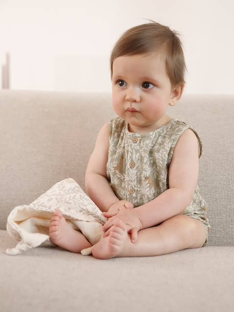 Printed baby playsuit khaki - vertbaudet enfant 