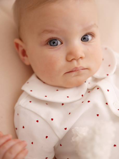 Floral Jumpsuit for Newborns ecru+printed white - vertbaudet enfant 