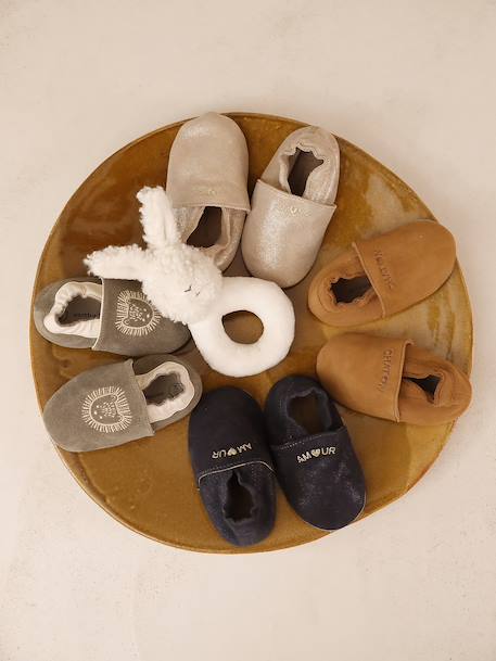 Chaussons bébé cuir souple blanc imprimé+bleu nuit+lot rose+or+rose imprimé+rose poudré - vertbaudet enfant 