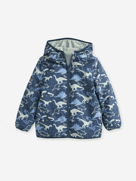 Reversible lightweight puffer jacket for boys green+ocean blue - vertbaudet enfant 