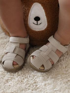 Sandales bébé fermées cuir à scratchs - vertbaudet enfant Chaussures-Sandales bébé fermées cuir à scratchs