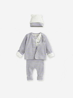 -Ensemble bébé évolutif mixte body + legging + cardigan + bonnet