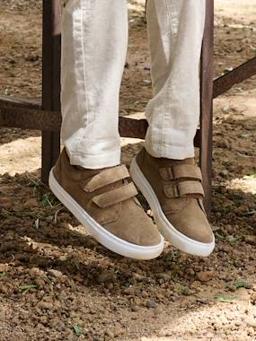 -Derbies garçon cuir à scratchs