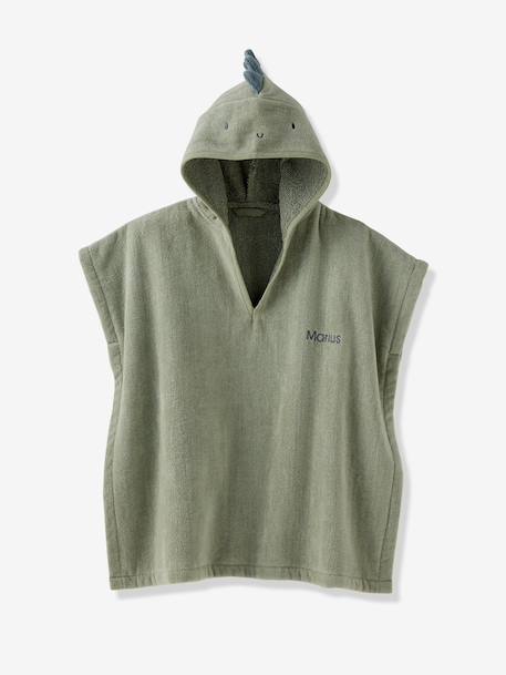 Poncho de bain bébé avec coton recyclé personnalisable Animal beige+ocre+olive+rose pâle - vertbaudet enfant 
