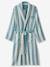 Peignoir de bain adulte mixte rayures TRANSAT capsule famille personnalisable, avec coton recyclé rayé bleu+rayé vert - vertbaudet enfant 