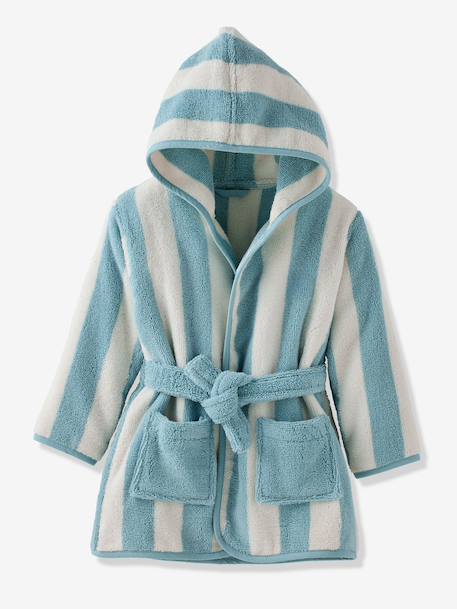 Peignoir de bain Enfant rayures TRANSAT capsule famille personnalisable, avec coton recyclé rayé bleu+rayé jaune+rayé rose+rayé violet - vertbaudet enfant 