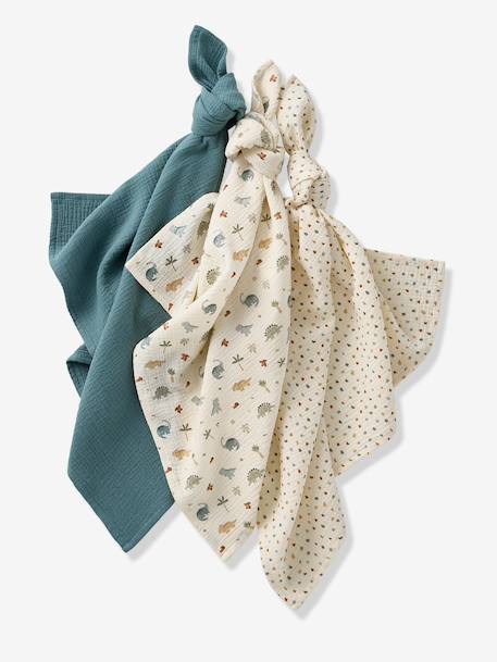 Lot de 3 langes en gaze de coton MINISAURUS multicolore - vertbaudet enfant 