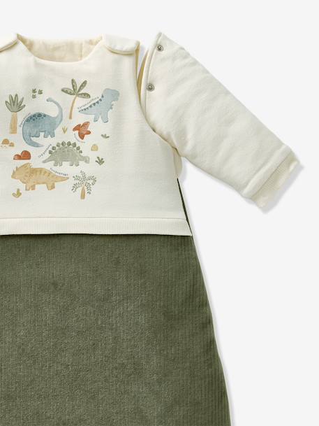 Dual-Fabric Sleeping Bag with Detachable Sleeves, MINISAURUS olive - vertbaudet enfant 
