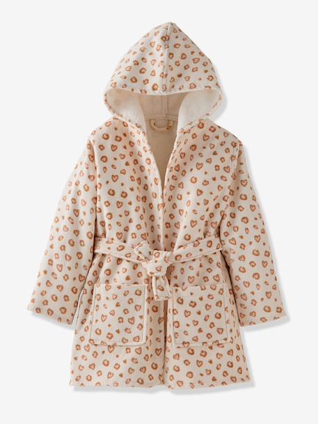 Peignoir enfant personnalisable Léopard, avec coton recyclé blanc imprimé - vertbaudet enfant 
