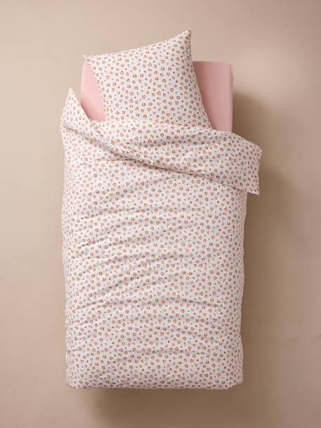 Duvet Cover + Pillowcase Bedding Set for Children, with Recycled Cotton, LEOPARD printed white - vertbaudet enfant 