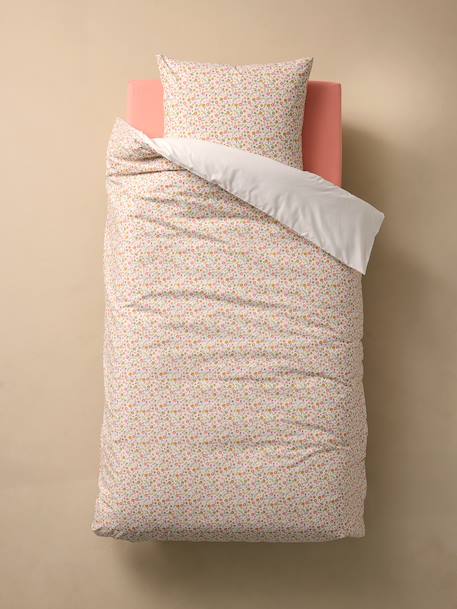 Duvet Cover + Pillowcase Set with Recycled Cotton for Children, Little Unicorn printed white - vertbaudet enfant 