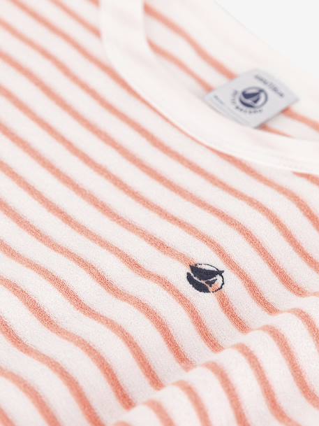 Striped Dress in Terry Towelling for Girls by PETIT BATEAU apricot - vertbaudet enfant 