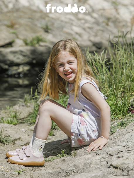 BAREFOOT BASE Hook-&-Loop Shoes for Girls, FRODDO blue+coral+navy blue+rose - vertbaudet enfant 