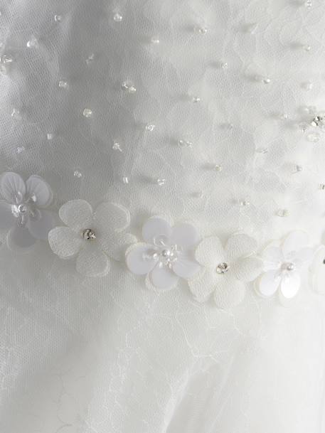 Party dress with pearls and flowers for girls by  Happy Girls ecru - vertbaudet enfant 