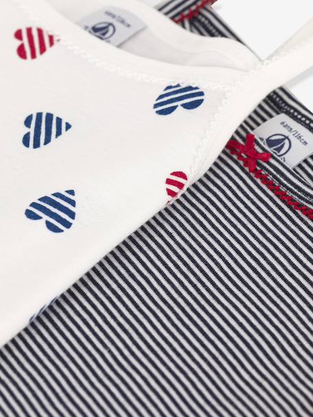 Pack of 2 Cotton Heart Print Cami Tops for Children, PETIT BATEAU white - vertbaudet enfant 