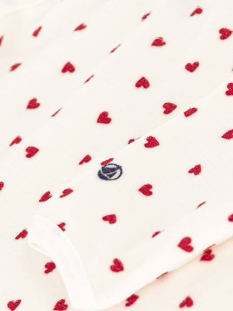 Velour Hearts Sleepsuit for Babies, PETIT BATEAU white - vertbaudet enfant 