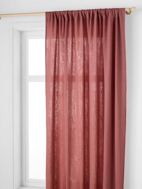 Rideau tube tamisant en gaze de coton blanc+cinnamon+ecru+grey blue+rose+rosy+sage green - vertbaudet enfant 