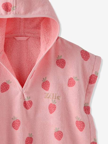 Poncho de bain / plage bébé personnalisable, avec coton recyclé blanc imprimé+rose imprimé - vertbaudet enfant 