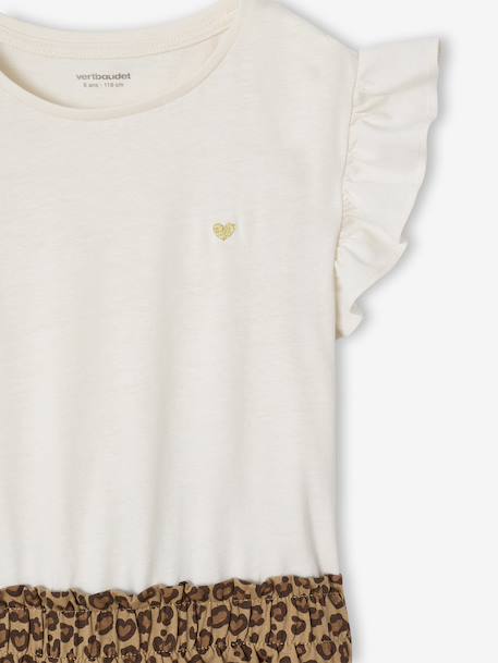 Robe fille effet 2 en 1 beige+écru+indigo+rayé rose+rose pâle - vertbaudet enfant 