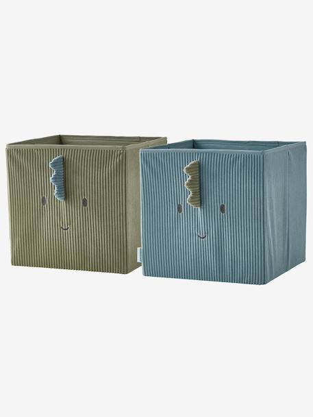 Set of 2 Minisaurus Dino Storage Tubs in Corduroy sage green - vertbaudet enfant 