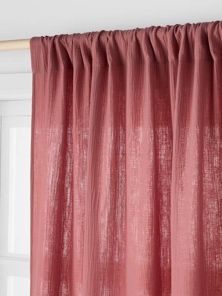 Rideau tube tamisant en gaze de coton blanc+cinnamon+ecru+grey blue+rose+rosy+sage green - vertbaudet enfant 