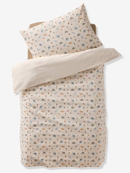 Duvet Cover & Pillowcase Set for Babies, MINISAURUS ecru - vertbaudet enfant 