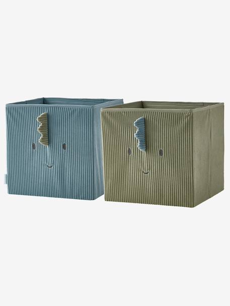 Set of 2 Minisaurus Dino Storage Tubs in Corduroy sage green - vertbaudet enfant 