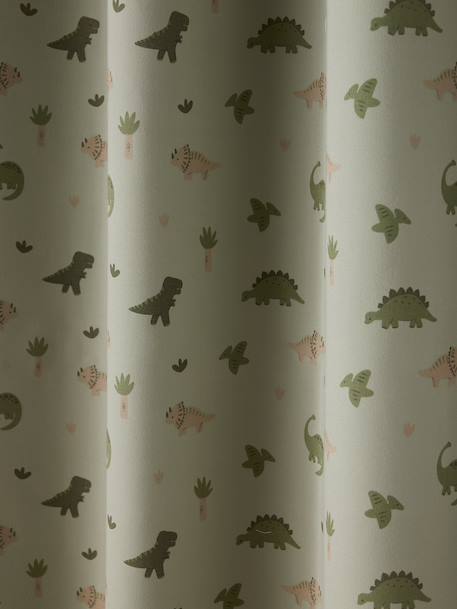 Blackout Eyelet Curtain with Glow-in-the-Dark Minisaurus Dinosaurs sage green - vertbaudet enfant 