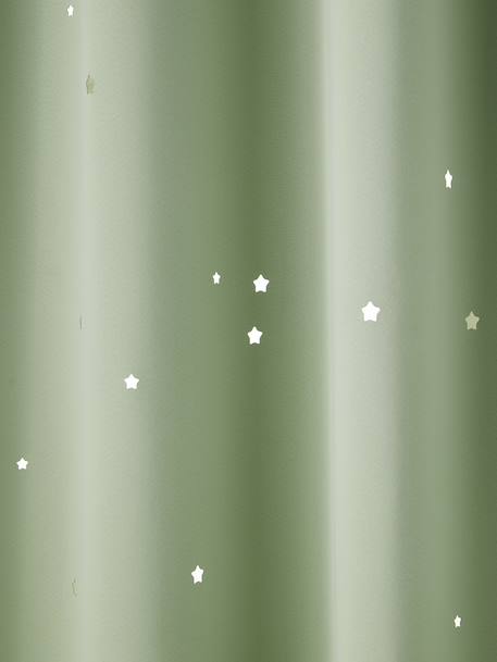 Rideau à oeillets occultant et motifs perforés MARINE+moutarde+rose poudré+vert moyen / étoiles+vert sauge - vertbaudet enfant 