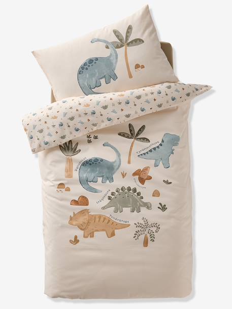 Duvet Cover & Pillowcase Set for Babies, MINISAURUS ecru - vertbaudet enfant 