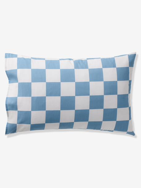 Duvet cover set + pillowcase for children with recycled cotton VARSITY chequered blue - vertbaudet enfant 