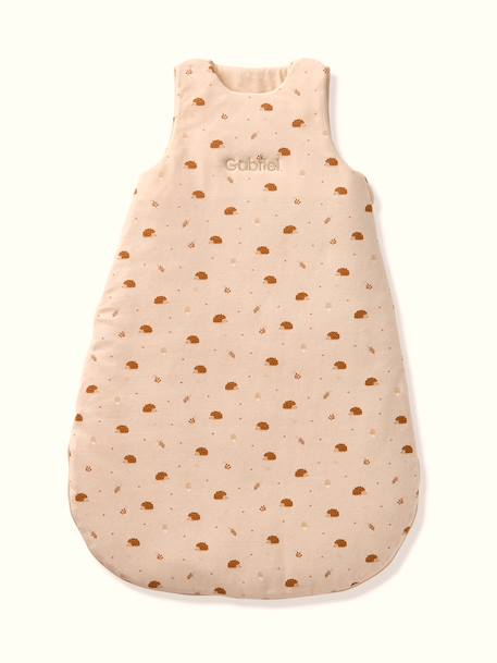 Sleeping Bag with Detachable Sleeves, Hedgehog printed beige - vertbaudet enfant 