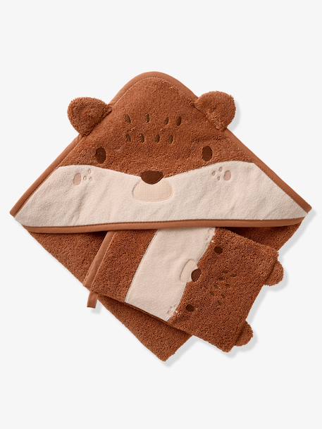 Bath Cape + Mitt, with Recycled Cotton, HEDGEHOG rust - vertbaudet enfant 