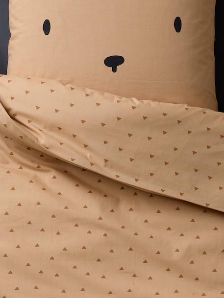 Duvet cover set + pillowcase, with recycled cotton BEAR printed beige - vertbaudet enfant 