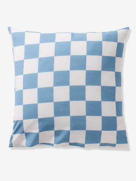 Duvet cover set + pillowcase for children with recycled cotton VARSITY chequered blue - vertbaudet enfant 