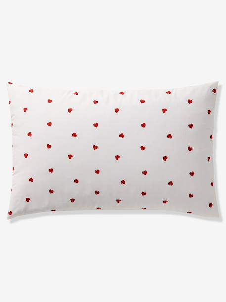 Duvet Cover Set + Pillowcase with Recycled Cotton for Children, HEARTS printed white - vertbaudet enfant 