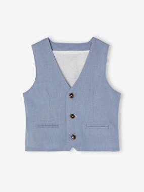 Garçon-Manteau, veste-Veste garçon cérémonie sans manches en coton/ lin