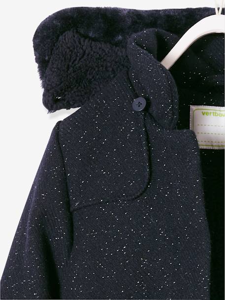 Manteau à capuche fille drap de laine MARINE GRISE+VIOLINE - vertbaudet enfant 