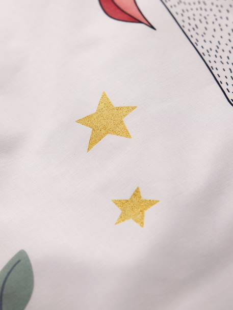 Duvet Cover + Pillowcase Set with Recycled Cotton for Children, Little Unicorn printed white - vertbaudet enfant 