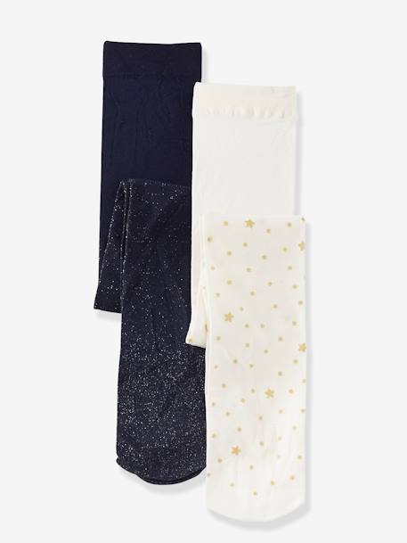 Pack of 2 Stylish Tights, Sparkling Details for Girls Multi - vertbaudet enfant 