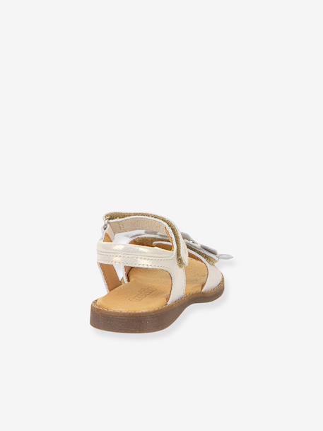 Pair of LORE FLOWERS Leather Sandals for Girls, FRODDO blue+blush+deep blue+gold+golden pink+lavender+red+rose+tomato red - vertbaudet enfant 