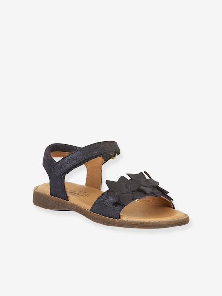 Pair of LORE FLOWERS Leather Sandals for Girls, FRODDO blue+blush+deep blue+gold+golden pink+lavender+red+rose+tomato red - vertbaudet enfant 