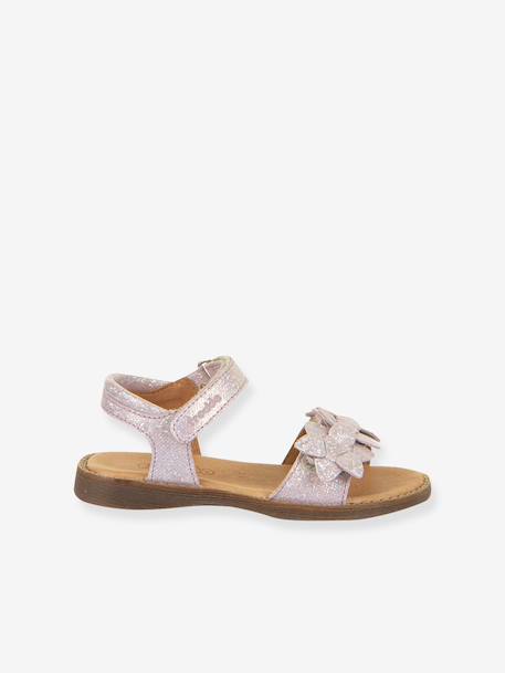 Pair of LORE FLOWERS Leather Sandals for Girls, FRODDO blue+blush+deep blue+gold+golden pink+lavender+red+rose+tomato red - vertbaudet enfant 